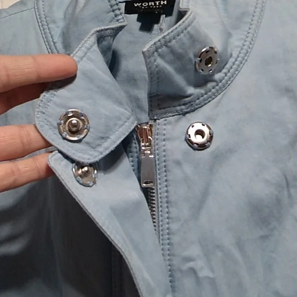 SALE! Worth New York Tiffany Blue Long Belted Jacket Sz.L Gently Worn - Picture 8 of 14